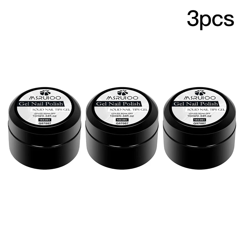 MSRUIOO 10ml Clear Solid Nail Tips Gel Long Lasting Strong Adhesion UV/LED Building Gel for Nails Home Salon Manicure DIY Design