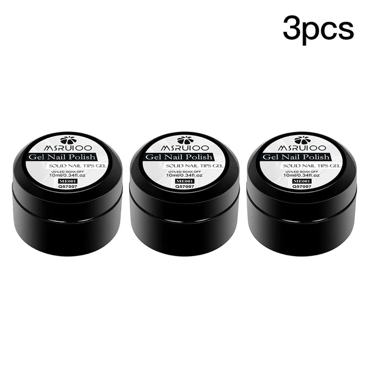 MSRUIOO 10ml Clear Solid Nail Tips Gel Long Lasting Strong Adhesion UV/LED Building Gel for Nails Home Salon Manicure DIY Design