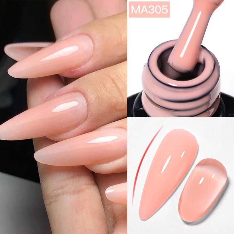 MEET ACROSS 7ml Jelly Nude Shimmer Rubber Base Gel Glitter Pink Purple UV/LED Nail Art Vernis Gel Polish for Manicure Nails DIY