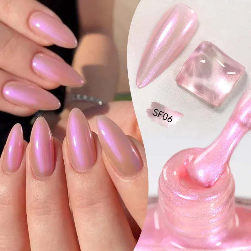 LILYCUTE 7ml Glitter Nail Polish Colorful Bright Sparkling Glitter Pearl Nail Art DIY Decoration No Need of Lamp to Cure