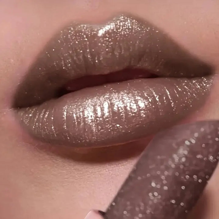 Shimmer Pearlescent Lipstick Long Lasting Waterproof, Moisturizing Plumping Lip Color for Sexy Glamorous Makeup