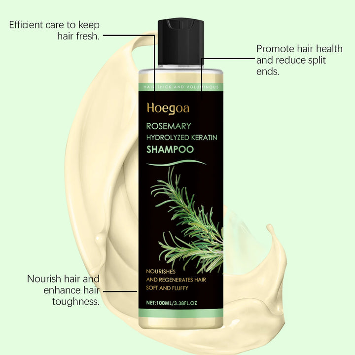 Organic Rosemary Hair Growth Shampoo Thickening Hydrolyzed Keratin Dry Frizzy Damaged Repair Moisturizing Scalp Cleaning Shampoo