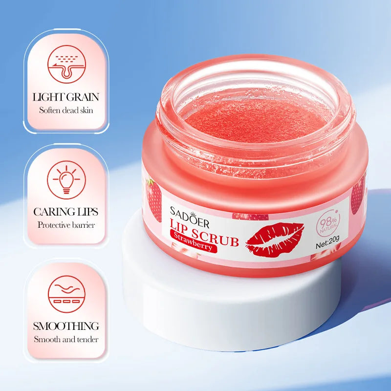 SADOER Fruit Lip Scrub Cream Moisturizing Lips Plumper Hydrating Nourishing Avocado Orange Strawberry Lip Mask Lipstick Care