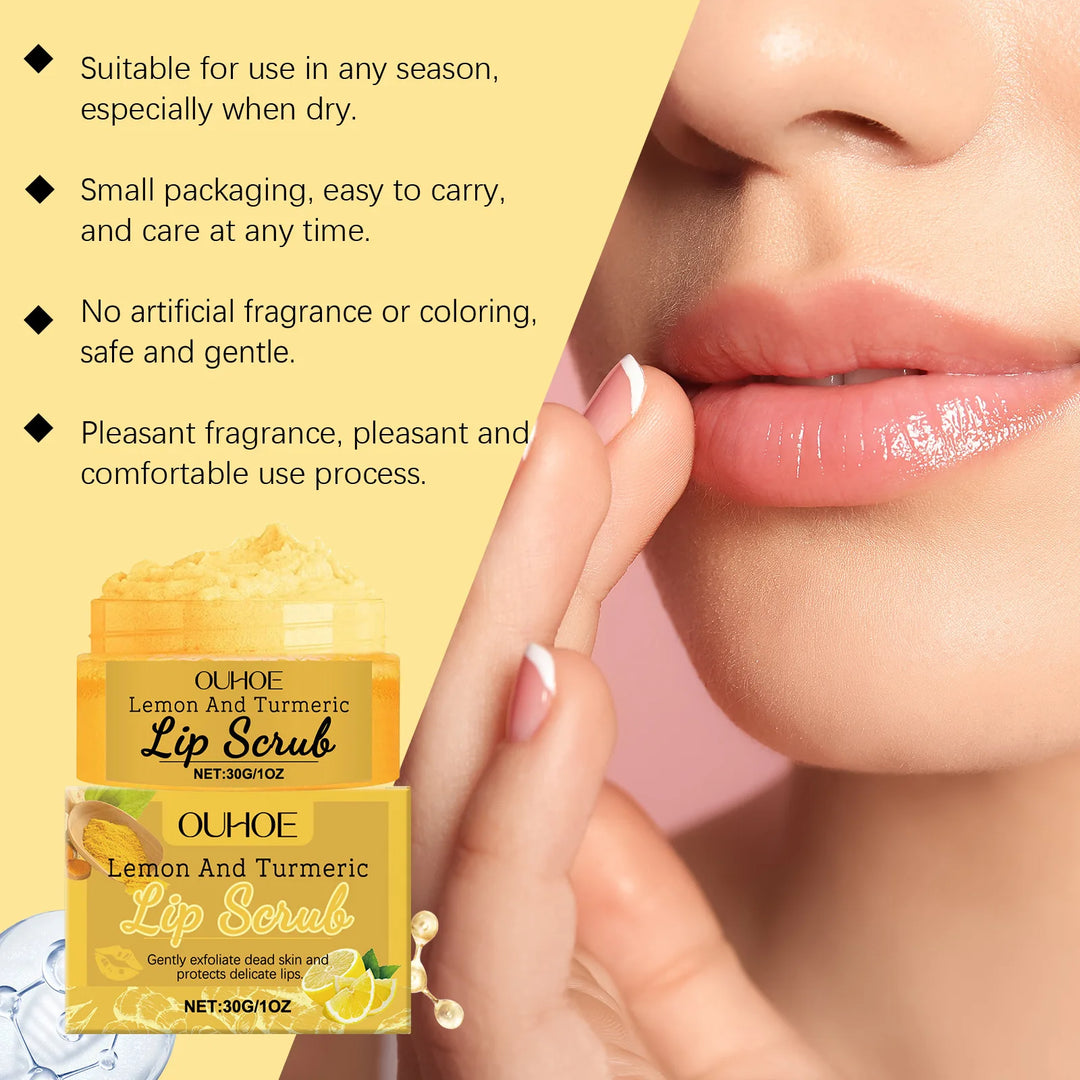 Turmeric Lemon Lip Scrub Exfoliating Remove Dead Skin Reduce Fine Lines Prevent Dry Nourishing Hydrating Anti Cracked Lip Scrub