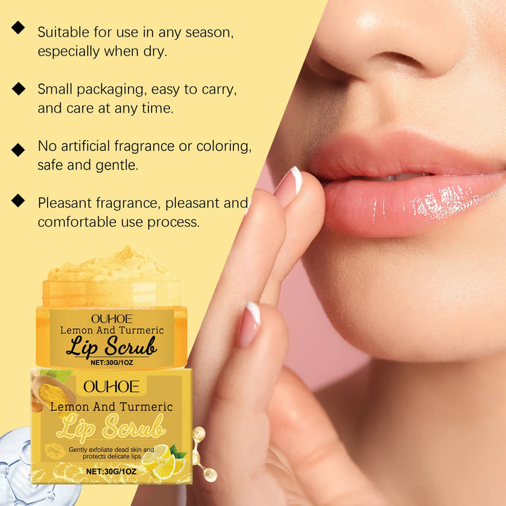 Turmeric Lemon Lip Scrub Exfoliating Remove Dead Skin Reduce Fine Lines Prevent Dry Nourishing Hydrating Anti Cracked Lip Scrub