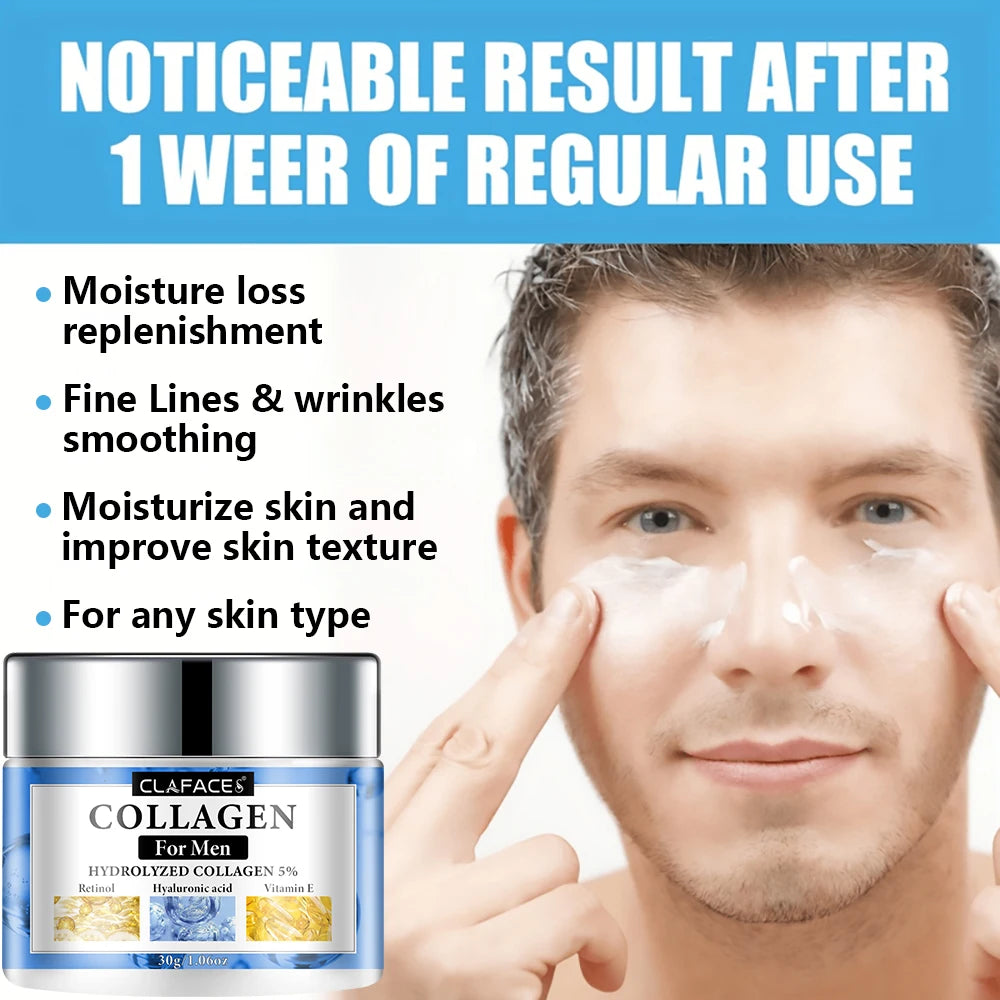 Smooth Wrinkle Cream for Men Remove Face & Neck Wrinkles Firming Moisturizing Skin Retinol Face Cream Younger Facial Treatment