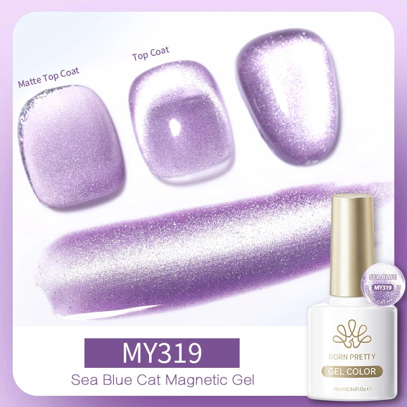 BORN PRETTY 10ml Black Glass Cat Magnetic Gel Nail Polish Punk Style Nail Art Manicure Varnis Semi Permanent Gel for Winter Nail