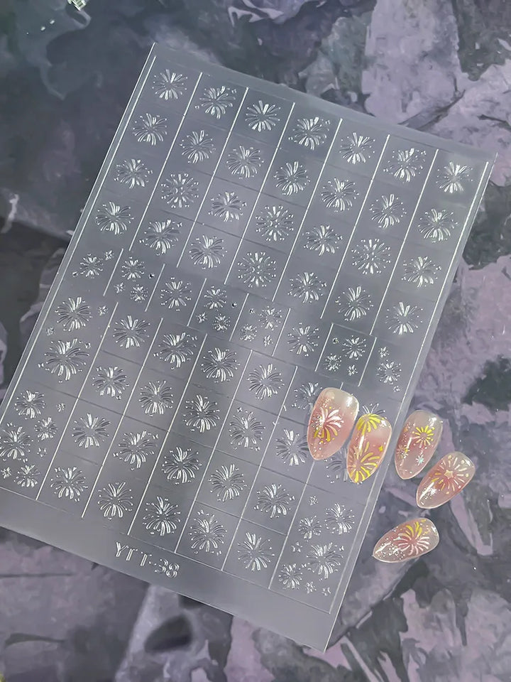 3D Checkered Transparent Spray-painted Nail Art Accessories Sticker French Line Heart-shaped Butterfly Nail Decorations Stickers