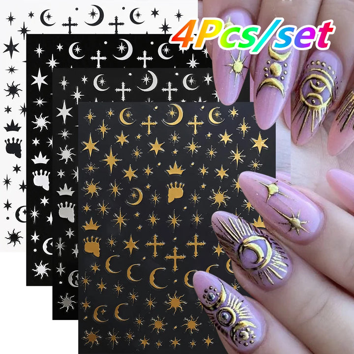 4/6Sheet/Kit Holographic Rainbow Love Heart Nail Sticker 3D Laser Heart Nail Decal Self-Adhesive Love Heart Manicure Slider &*&