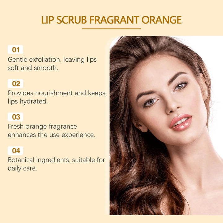 Orange Lip Scrub Exfoliating Softening Anti Chapped Remove Dead Skin Fade Pigmentation Hydrating Brightening Smoothing Lip Scrub