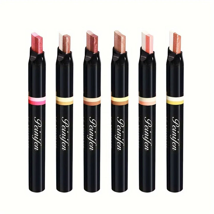 2-in-1 Highlight Glitters Eyeshadow Stick Double-ended 2-color Glitters Pearlescent Earth Brown Tone Not Smudged Eye Makeup