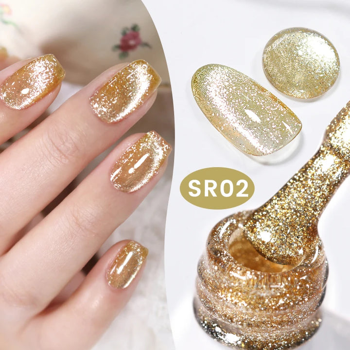 BORN PRETTY Sparkling Glass Bead Cat Magnetic Gel Nail Polish Flash White Spar Red Color Semi Permanent Soak Off UV Gel Varnish