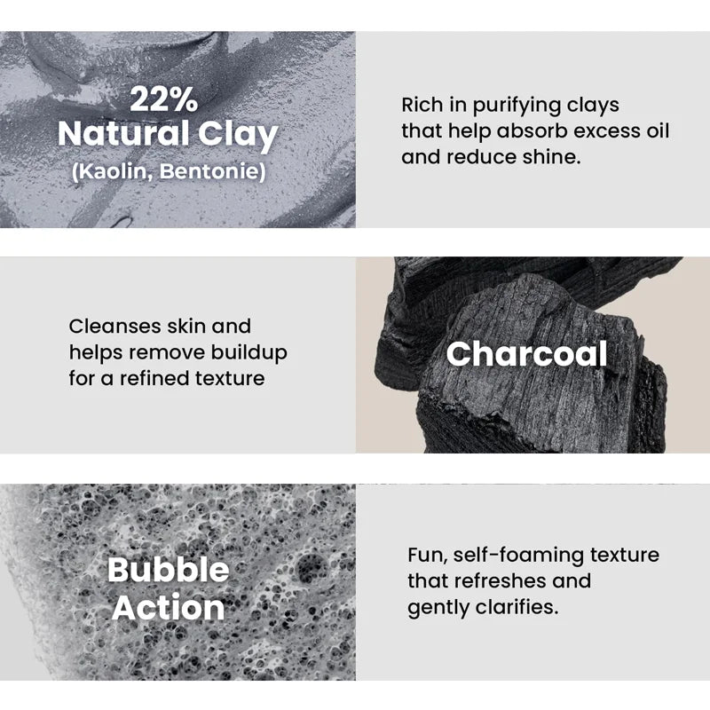 HOLYBASIL Bubble Deep Mask with Holy Basil, Natural Clay & Charcoal, Self-Foaming Oil Control, Deep Cleansing, 50g