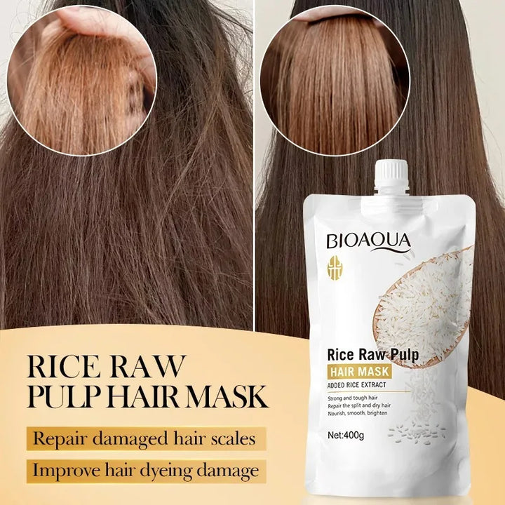 Rice Magic Keratin Hair Mask 5 Seconds Repair Damaged Frizzy Hair Soft Smooth Shine Moisturizing Nourishing Hair Root Care