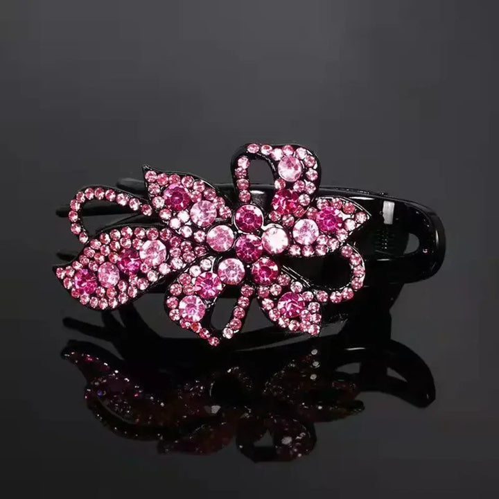 Shiny Rhinestone Hairpin Flower Leaf Duckbill Hair Claws Retro Hair Clips Accessories For Women Shinning Ponytail Headwear