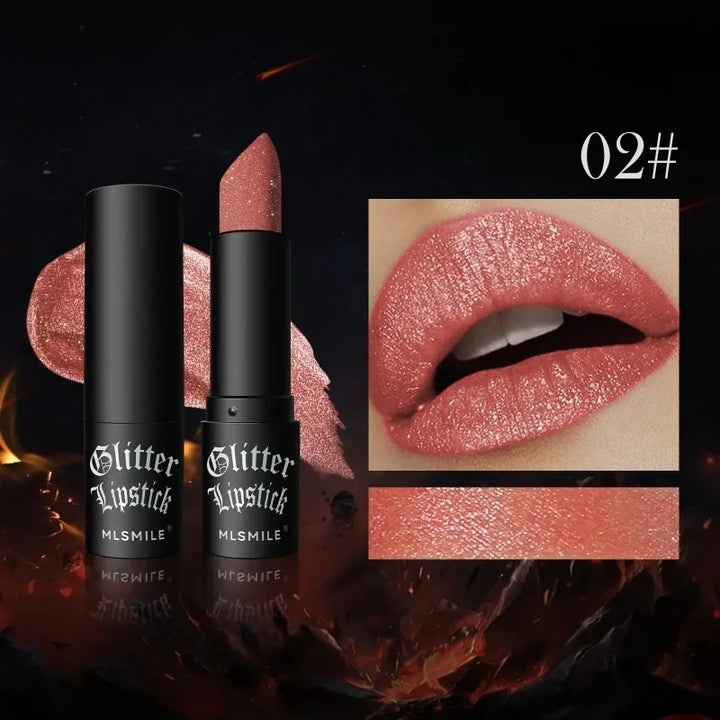 7 Colors Diamond Matte Lipstick Non-stick Cup Flash Lasting Pearlescent Metallic Lipstick Dark Black Lipgloss Women Lips Makeup
