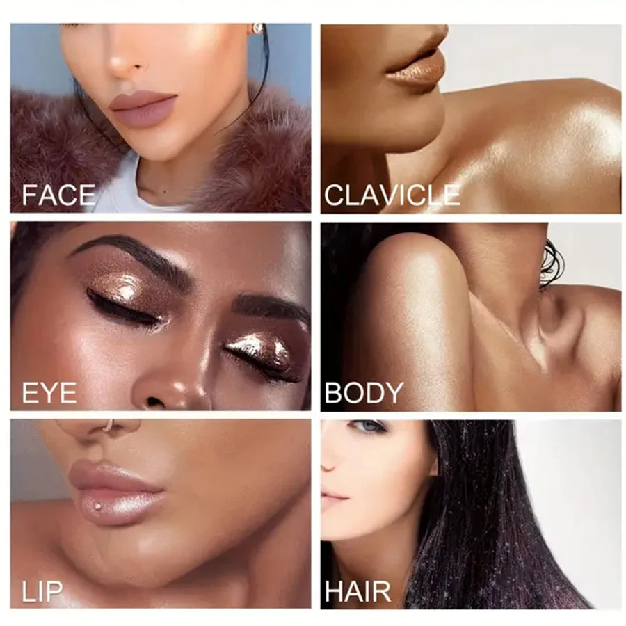 7-Color Diamond Liquid Highlighter Spray Waterproof High Gloss Glitter Body Bronzer Face Contour Makeup for Women Cosmetics