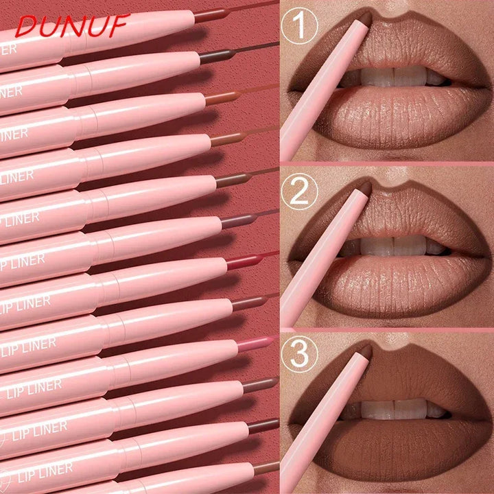12color Velvet Matte Lip Liner for Easy Coloring Lip Makeup Nude Red Brown Tint Lipliner Soft Smooth Lasting Lipliner Crayon Set