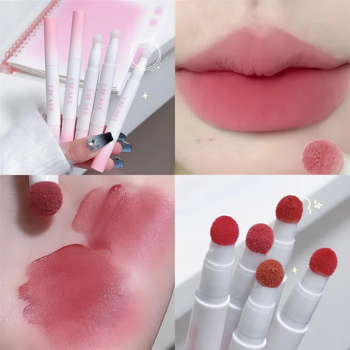 Matte Lip Mud Air Cushion Lips Cream Brick Red Lip Glaze Powder  Lipstick Pen Non-Stick Cup Female Lip Tint Korean Makeup