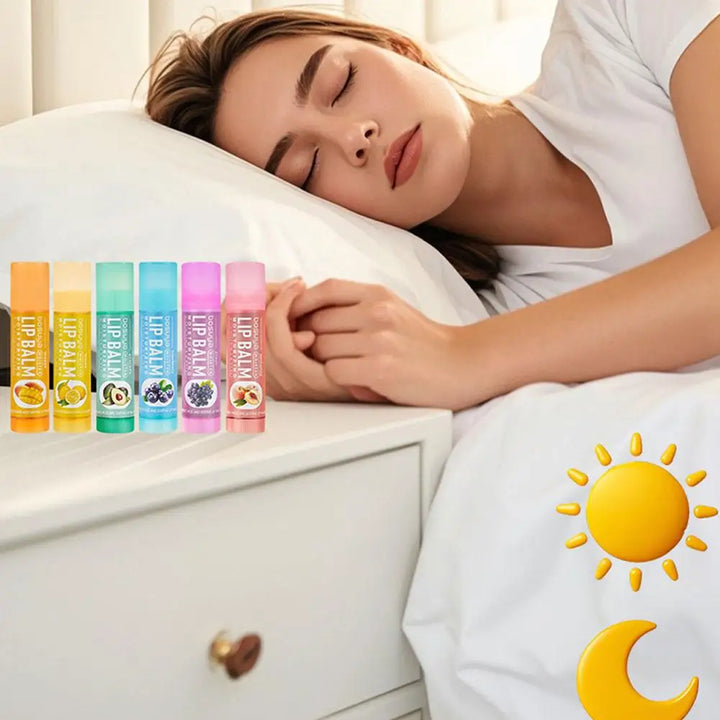 6/24Pcs Fruit Series Lip Balm Set Moisturizing Repair Anti-Cracked Hydrating Vitamin E Lip Balm Cherry jelly Lip Mask Skin Care