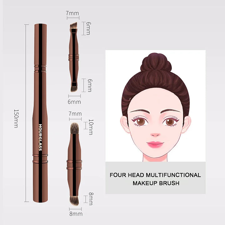 Hourglass Makeup Brush- No.25 Four-Head Multifunctional Brush Concealer Eyeshadow Eyebrow Brush Eyeliner Brush Makeup Brush