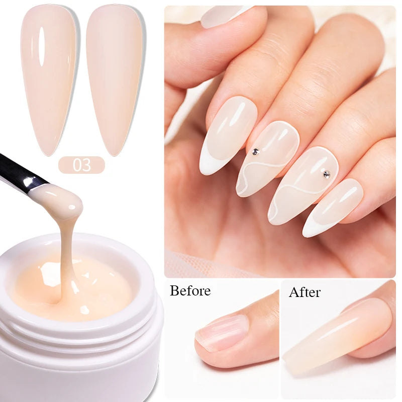 15ml Extension Gel Nail Polish Hard Jelly Build Nail Gum Clear Nude Natural Color French Soak Off UV Construction Gel