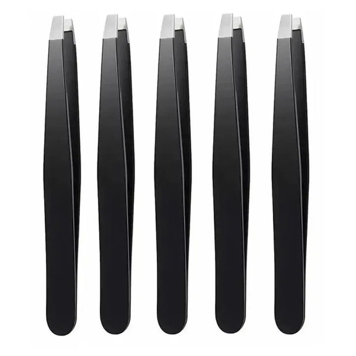 CNK  Wholesale  Stainless Steel Black Eyebrow Tweezer with Slant and Flat Point Beauty Tools for Eyebrows & Ingrown Hair Removal