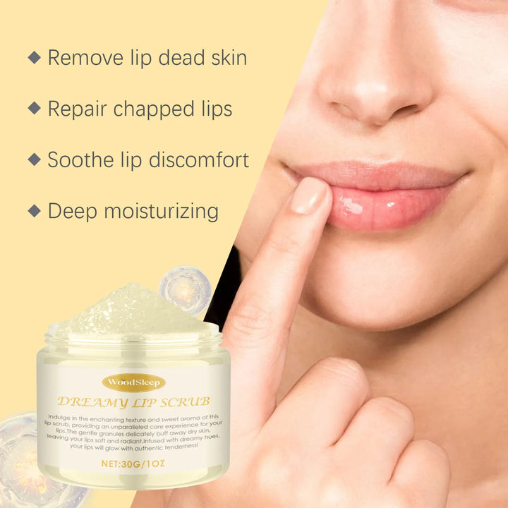 WOODSLEEP Vanilla Lip Care Cream Relieve Dryness Sooth Exfoliate Improve Roughness Repair Cleft Lip Brighten Skin Tone Lip Scrub