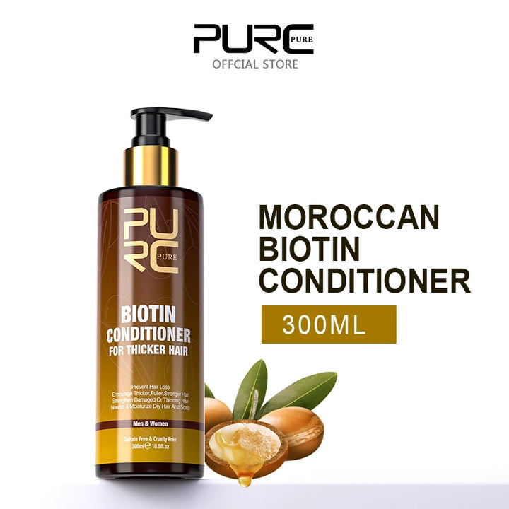 PURC 300ML Biotin Hair Shampoo Scalp Cleaning Nourishing Strengthen Roots Shampoos Hair Care Products for All Hair Types