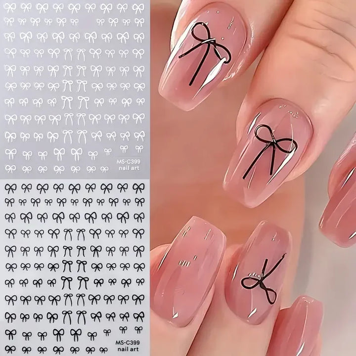 3D Small Bow Ribbon Bowknot Y2K Nail Sticker MIni Kawaii Japanese Adhesive Decals Nail Art Manicure Decorations DIY