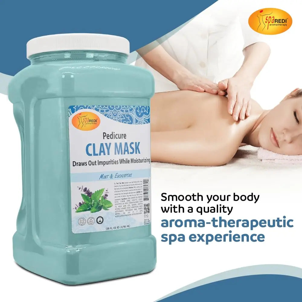 Clay Mask with Mint and Eucalyptus, 128 Oz - Deep Cleansing for Feet and Body, Pore Purifying, Detoxifying, Hydrating