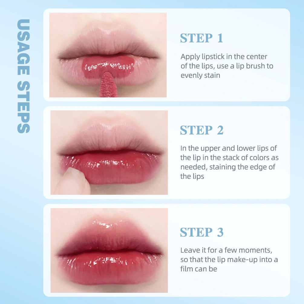 QIBEST Crystal Lip Gloss Mirror Watery Lip Glaze Long Lasting Moisturizing Lip Balm Plumping Gloss Oil Hydrating Makeup Lip Tint