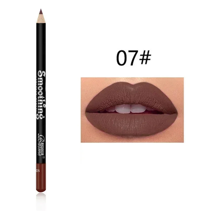 12 Color Matte Lipliner Pencil Long-Lasting Waterproof Plumping Stain Lipstick Natural Brown Lip Liner Professional Makeup