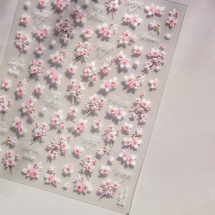 Lace Garden Bowknot Bow Tie Rose Flower Petal Pearl Irregular Border Self Adhesive 5D Nail Art Decoration Sticker Manicure Decal