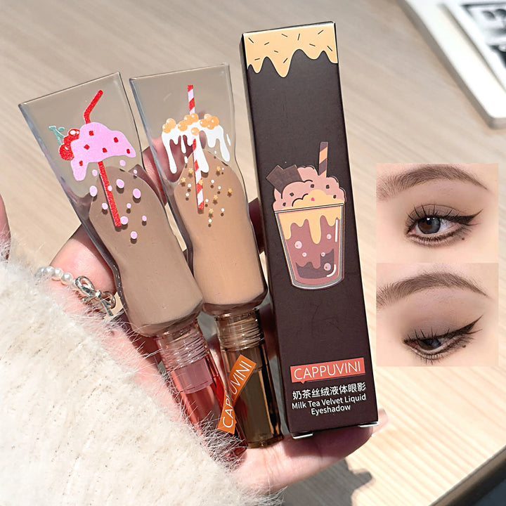 Cappuvini Milk Tea Velvet Liquid Eyeshadow Monochrome Matte Makeup Long-lasting Eyeshadow