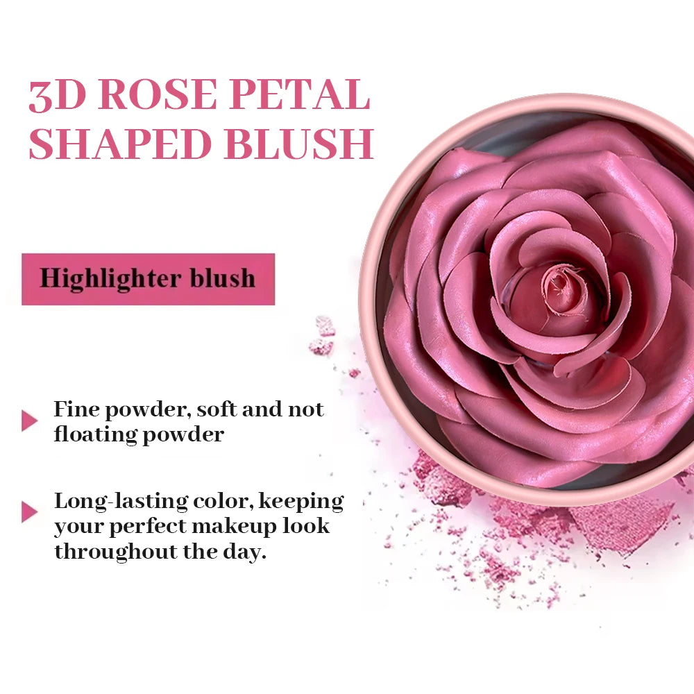 3D Petal Rose Makeup Blush 4 colors Gift Highlighter Rare Beauty Blush Rubor Forma Rosa Real Rose Flower Blush Shimmer Makeup