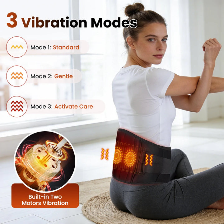Heated Waist Belt 3 Levels Heated Vibration Massage Lumbar Support Brace Waist Massage Belt Heating Pad for Women Menstrual