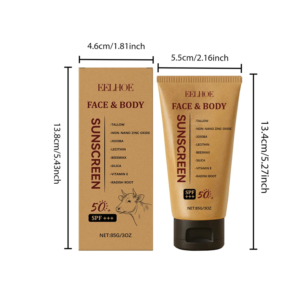 Beef Tallow Sunscreen Spf 50 Anti Sunburn UV Protection Cream Moisturizing Face Body Sunblock Matte Lightweight Non-Greasy ﻿