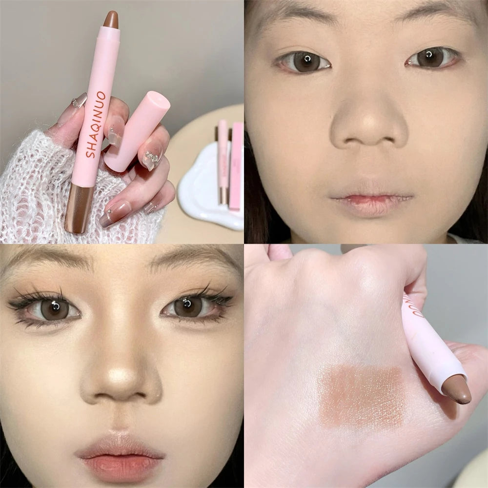 Contour Stick Cream Bronzer Highlighter Makeup Stick for Face Easy to Blend & Long Lasting Natural Make Up 3D Nose Shadow Repair