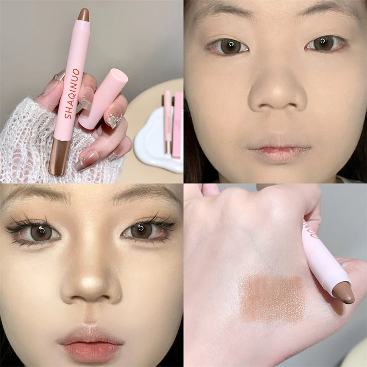Contour Stick Cream Bronzer Highlighter Makeup Stick for Face Easy to Blend & Long Lasting Natural Make Up 3D Nose Shadow Repair
