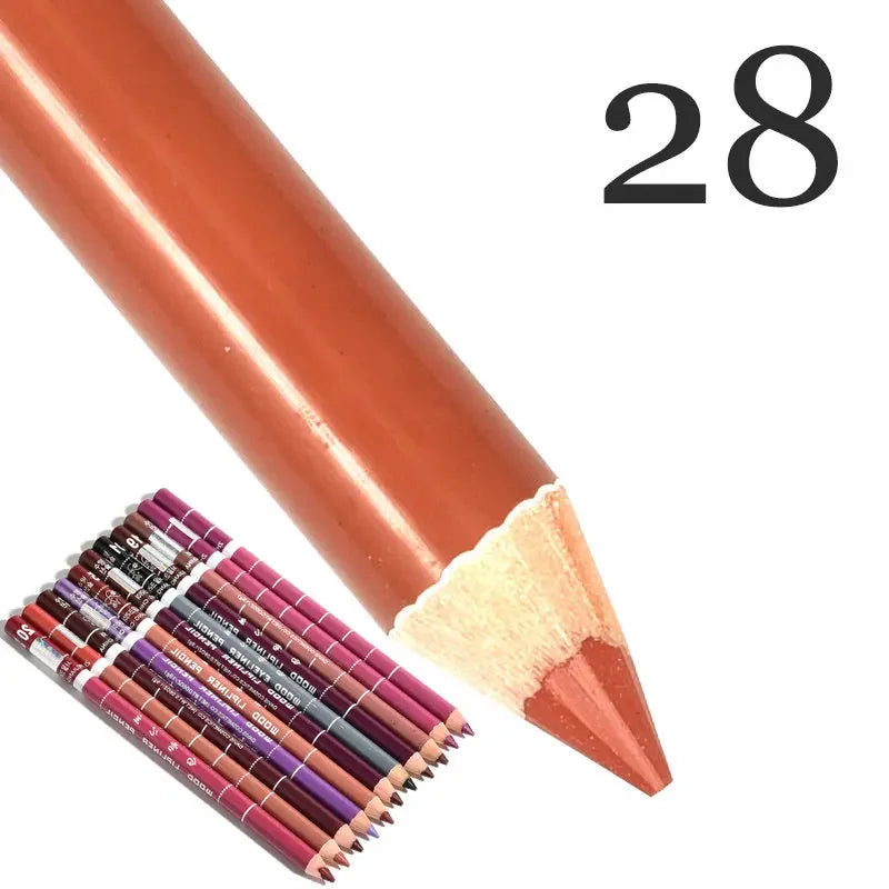 28-Colors Waterproof Lip Liner Matte Nuede Red Long Lasting Makeup Pens Non-stick Cup Lipstick Women Party Makeup Lip Cosmetics