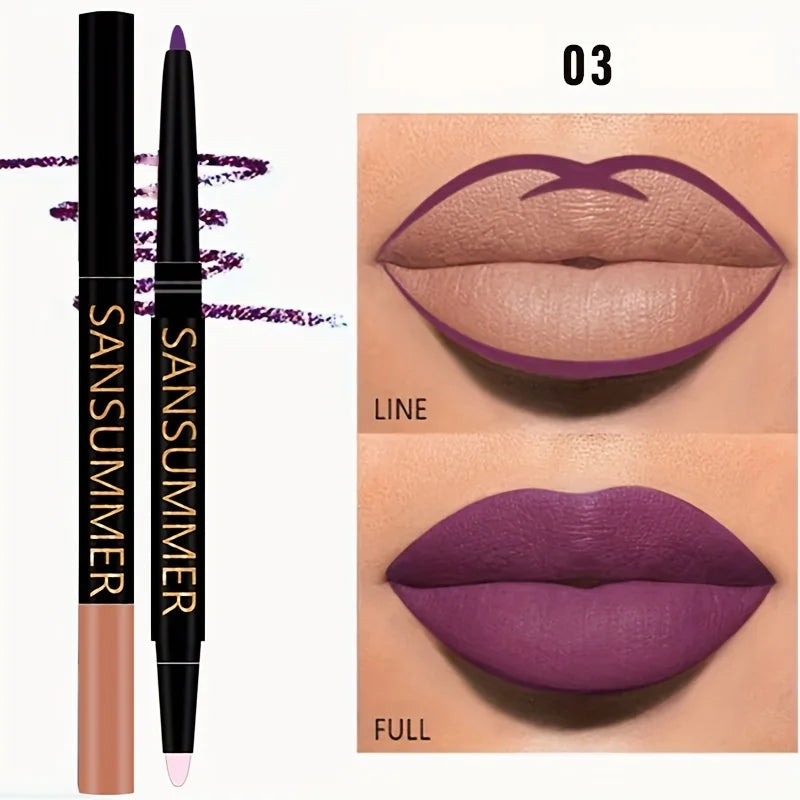 6-color Lipliner With Lip Brush Waterproof, Sweat Resistant, Velvet And Multi-color Lip Pencil Cosmetics