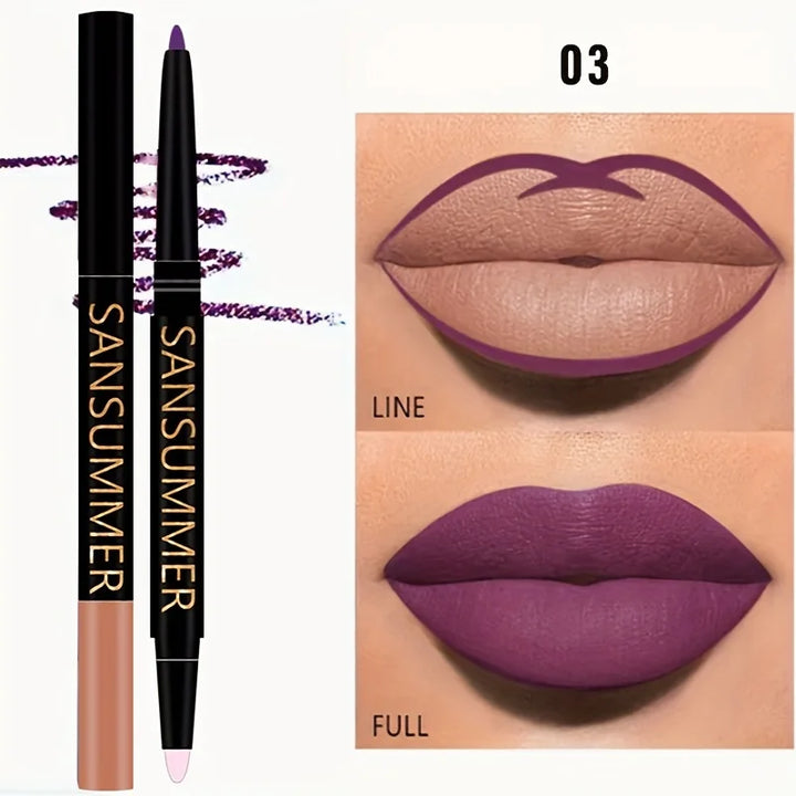 6-color Lipliner With Lip Brush Waterproof, Sweat Resistant, Velvet And Multi-color Lip Pencil Cosmetics