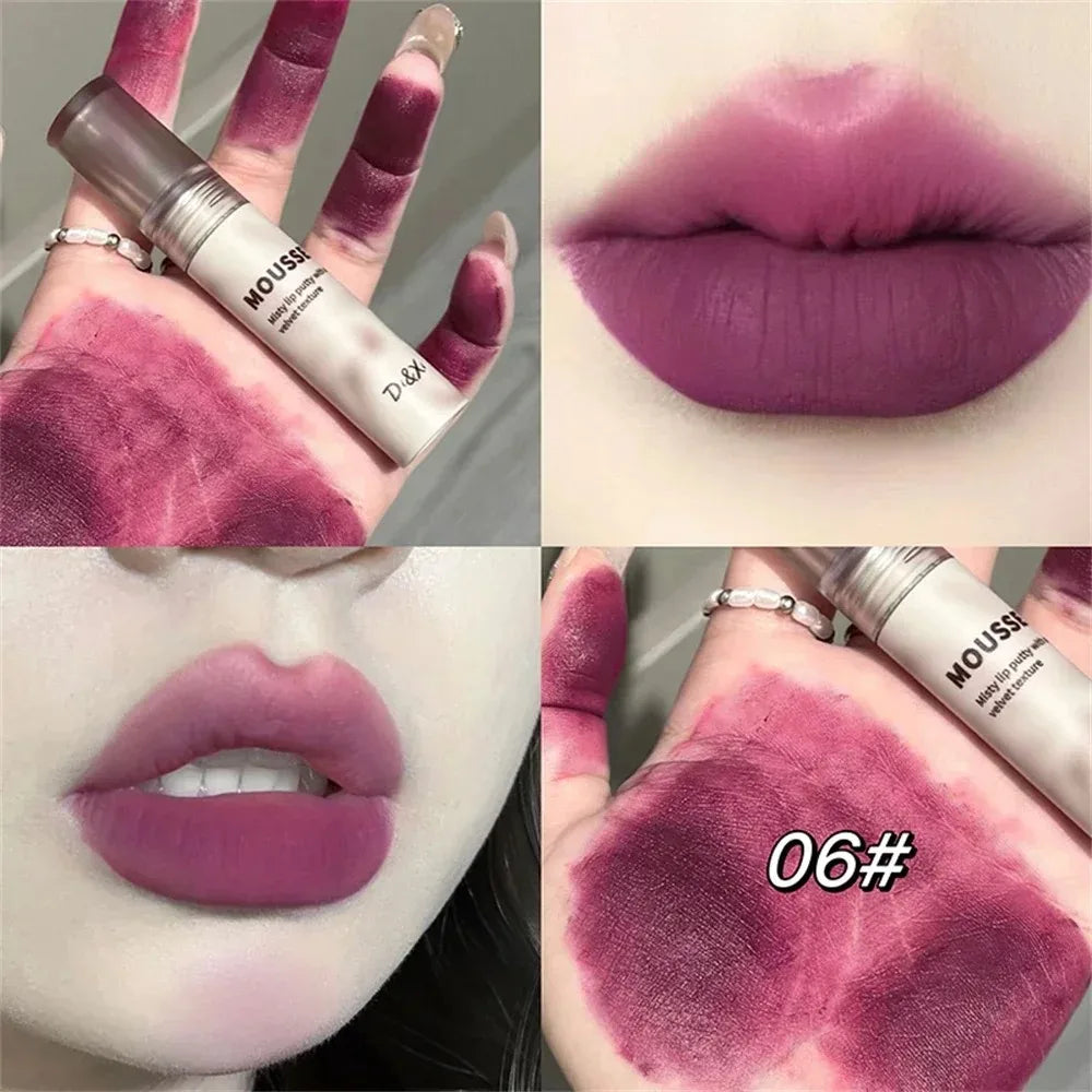 Punk Black Gothic Lip Gloss Matte Dark Brown Lipstick Nude Lip Tint Waterproof Velvet Liquid Lipstick Lip Satin Korean Cosmetics