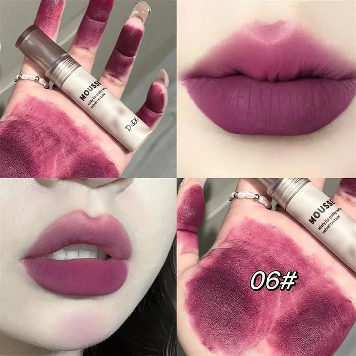 Punk Black Gothic Lip Gloss Matte Dark Brown Lipstick Nude Lip Tint Waterproof Velvet Liquid Lipstick Lip Satin Korean Cosmetics