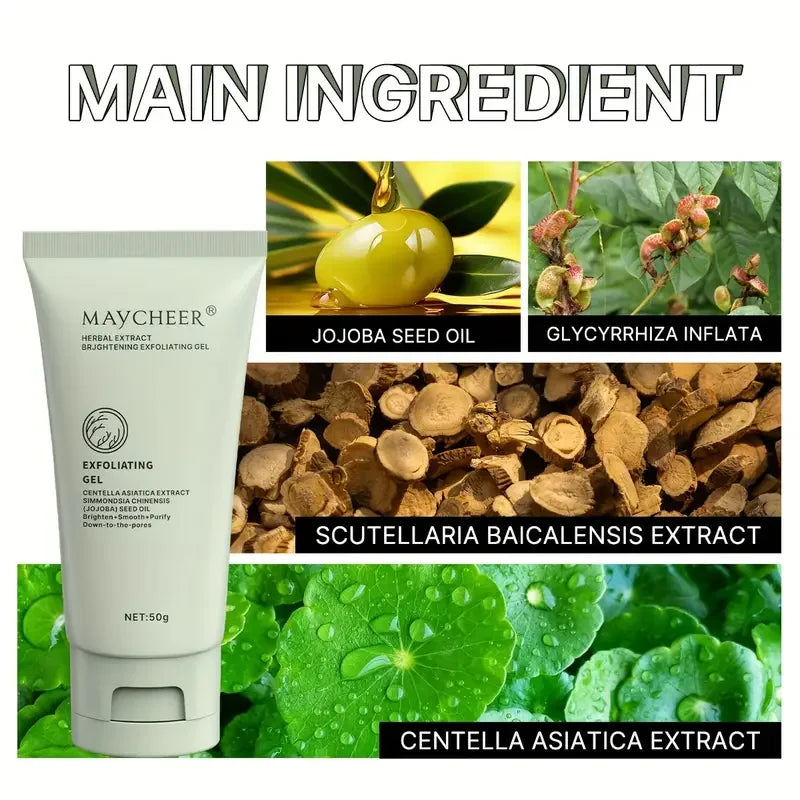 Herbal extract exfoliating gel, cleansing scrub gel, facial deep cleansing pores and exfoliation,moisturizing skin care products