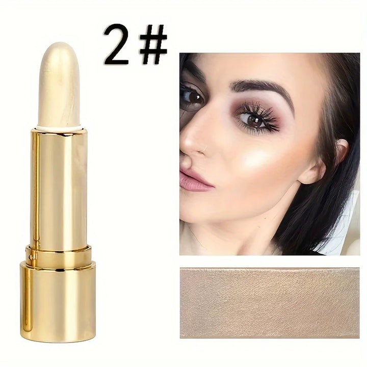3 Color Highlighter Stick Portable Face Contour Natural Shimmer Glow Long-Lasting Cream Highlighter for Cheekbones Nose