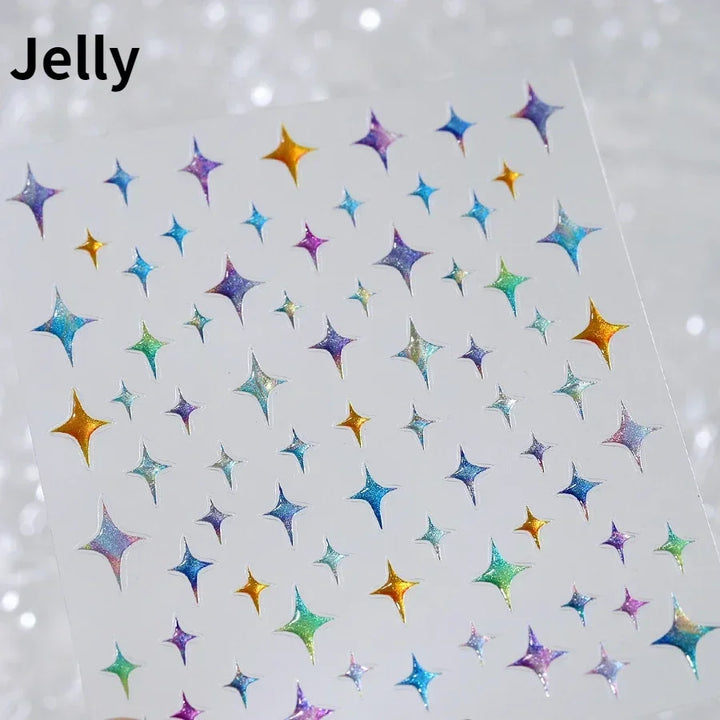 1PC 5D Korean Bronzing Nail Stickers Japanese Gold Silver Star Moon Luxury DIY Nail Art Decoration Decals Manicure Accessories