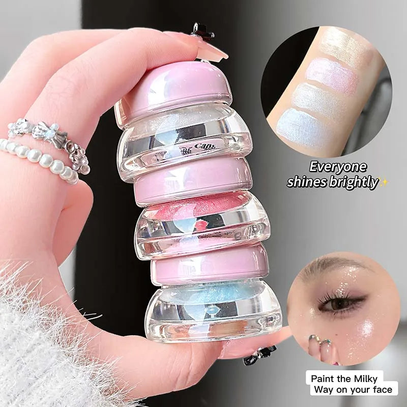 Cappuvini Radiant Highlighter Cream Gel with Fine Shimmer Pearlescent Finish High Gloss Paste for Brightening Face Makeup