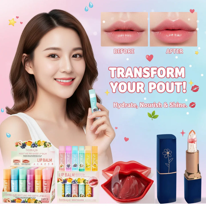 6/24Pcs Fruit Series Lip Balm Set Moisturizing Repair Anti-Cracked Hydrating Vitamin E Lip Balm Cherry jelly Lip Mask Skin Care